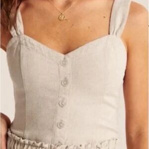 Abercrombie & Fitch Women's Tan Linen Blend Crop Top Size Medium